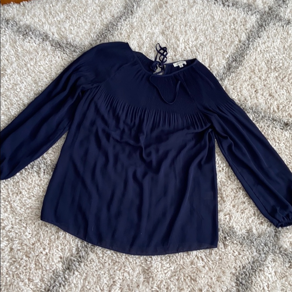 Navy Knotted Sheer Blouse main image 0